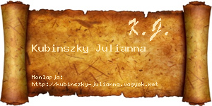 Kubinszky Julianna névjegykártya